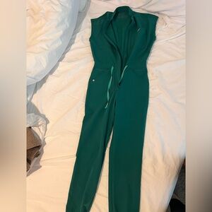 Figs Green Jumpsuit with Fitted Silhouette and Zipper Closure